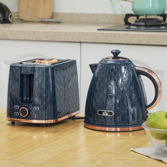 HOMCOM Kettle and Toaster Set 1.7L Fast Boil Kettle & 2 Slice Toaster Set - Blue | TJ Hughes