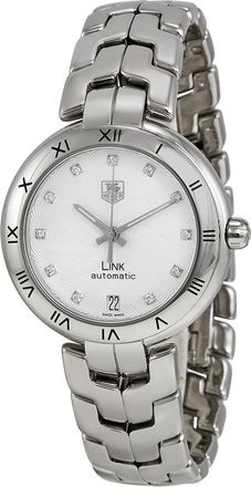 Tag Heuer Pre-owned Tag Heuer Link Lady Diamond Silver guilloche Dial Ladies Watch WAT2311.BA0956