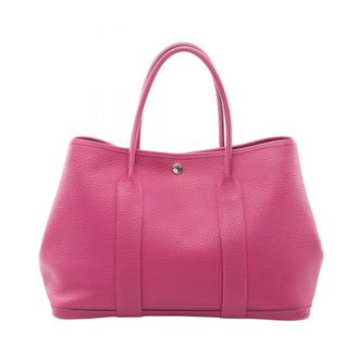 Herm&egrave;s Purple Leather Tote Bag (Pre-Owned)