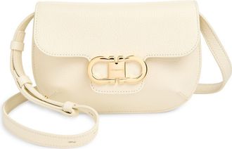 Ferragamo Lizzy Double Gancio Leather Crossbody Bag in Mascarpone at Nordstrom