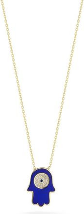 Sphera Milano 14K Gold Plated Cubic Zirconia Enamel Hamsa Pendant Necklace at Nordstrom Rack