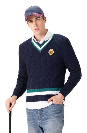 Members Only Cable Knit Cricket Sweater in Navy at Nordstrom, Size Xx-Large