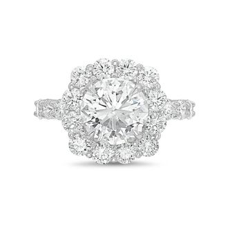 Diana M. Jewels 14kt white gold 3.00cts Lab-Grown Round Diamond Halo Ring with Diamond Band