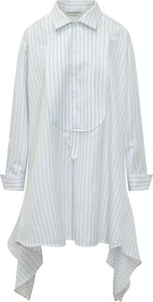 J.W.Anderson White Stripes Shirt Collar Midi Dress