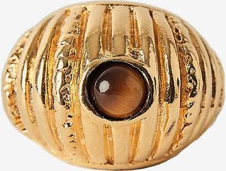 Paola Sighinolfi Geriffelter goldener Ring mit Tigerauge Reef