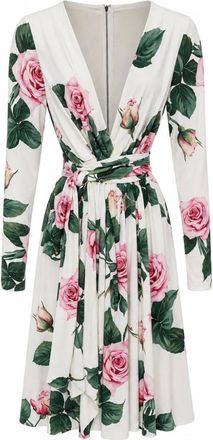 Dolce & Gabbana Abito a portafoglio con stampa floreale - - Dresses - Donna - Bianco - L