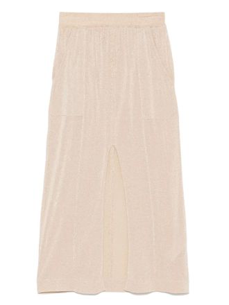 Akep lurex-detail maxi skirt - women - Cotton/Viscose/Metallic Fibre/Polyamide - L - Neutrals
