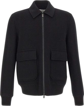 Alpha Studio Chaqueta Bomber de Lana con Inserciones de Punto El&aacute;stico - Jackets - Hombre - Negro - XL