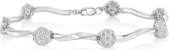 House of Brilliance Silver 1.0 Ctw Diamond Cluster Miracle-Set Station & Twisted Bar Tennis Bracelet in White at Nordstrom