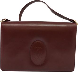 Cartier Must Line Burgundy Leather Shoulder Bag (Pre-Owned)