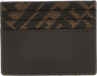 Fendi FF Logo Canvas & Leather Card Case - Black