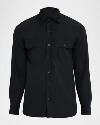 Ralph Lauren Purple Label Mens Sueded Cotton Poplin Button-Down Shirt