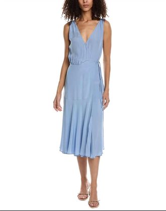The Kooples Sleeveless Midi Wrap Dress In Blue
