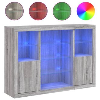 Berkfield Home Sideboards with LED Lights 3 pcs Grey Sonoma Engineered Wood