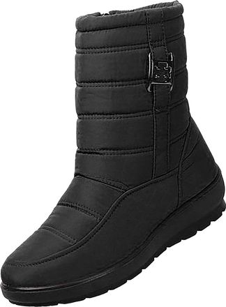Generic Ladies Winter Boots, Wide Fit Boots for Women - Comfortable Thermal Cotton Shoes Classic Retro Shortboots Lightweight Ankle Booties Winter Solid Color
