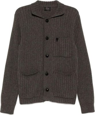 Brioni Cashmere Knitwear, male, Brown, XL, Cashmere Knit Cardigan with Buttons
