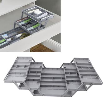 Infinite Ausziehbarer Schreibtisch-organizer Mit Ausklappbarem Regal, Zweireihige Aufbewahrung F&uuml;r Schmuck, Kosmetik Und B&uuml;robedarf, Hochwertiges Kunststoffmat