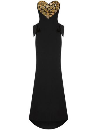 Moschino Abito lungo con scollo a cuore - Nero