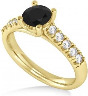 Allurez Black & White Diamond Accented Pre-Set Engagement Ring 14k Yellow Gold (1.05ct)