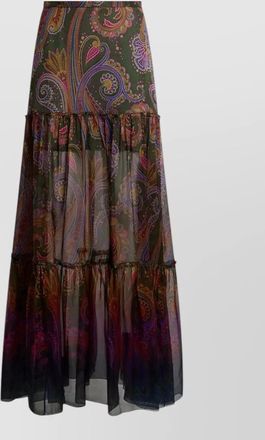 Etro silk paisley-print ruffled maxi skirt