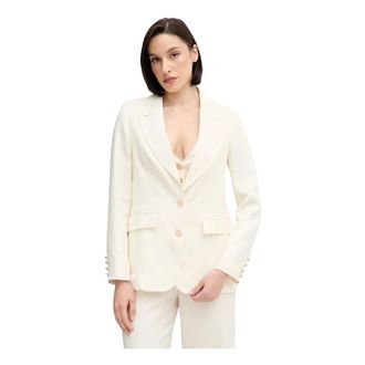 Gaud&igrave; Jassen, Dames, Beige, XS, Leer, Enkelrij broekpak