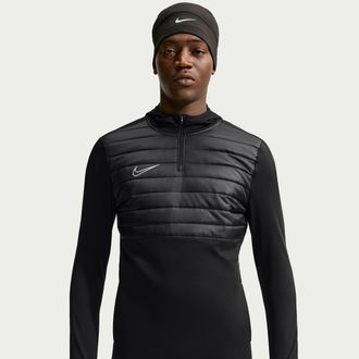 Nike Mens Academy Winter Warrior Therma-FIT Soccer Drill Top in Black | HV3324-010