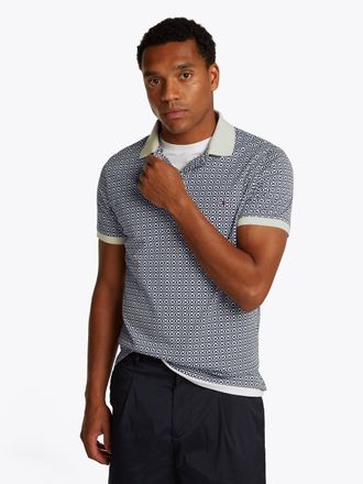 Tommy Hilfiger Poloshirt TOMMY HILFIGER INTERLOCK AOP REG POLO, Herren, Gr. 3XL, beige (aop ivory petal), Jersey, Obermaterial: 100% Baumwolle, regular fit, Rippb&uuml;nd