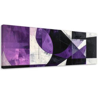 Feeby Cuadro Sobre Lienzo, Abstracci&oacute;n Geom&eacute;trica En Violeta, 120x40