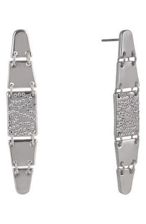 Shelli Segal Pav&eacute; Crystal Linear Drop Earrings in Silver at Nordstrom Rack