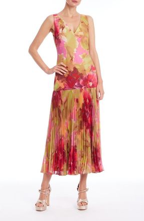 Badgley Mischka Floral Pleated Cocktail Dress in Pink Multi at Nordstrom, Size 14