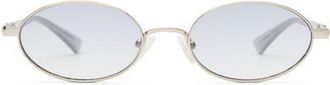Le Specs 55mm Icicle Oval Sunglasses in Silver /Smoke Mono at Nordstrom