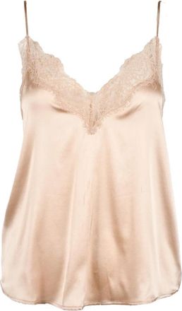 Pinko Pink Lace Silk-Blend Tank Top