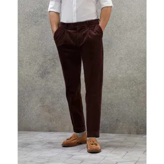 Brunello Cucinelli MenS Plum Cotton Corduroy Trousers, Size 34