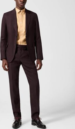 Paul Smith Mens Plum-coloured pure linen fitted pant