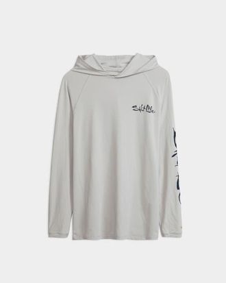 Salt Life Ocean Hooked Performance Hoodie in Mist Grey Heather at Nordstrom, Size Small