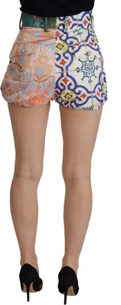 Dolce & Gabbana Womens Multicolor High Waist Hot Pants Shorts Cotton