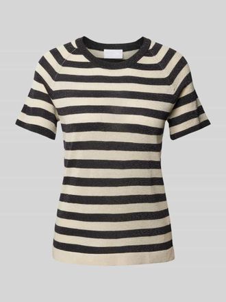 Jake*s Pullover mit geripptem Rundhalsausschnitt in Dunkelblau, Gr&ouml;&szlig;e 34