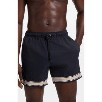 BOSS Resort Tape Swim Trunks in Dark Blue at Nordstrom, Size Xx-Large