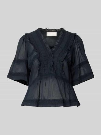 Neo Noir Neo Noir Regular Fit Bluse mit V-Ausschnitt Modell Evienne in Dunkelblau, Gr&ouml;&szlig;e 36