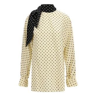 Valentino Blusa de Lunares con Lazo Lateral - Blouses & Shirts - Mujer - Beige - M