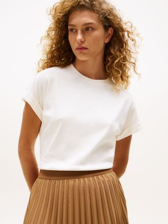 Tommy Hilfiger Kurzarmshirt »GOLD BUTTON MDRN C-NK SS TEE« mit goldfarbenen Knopf