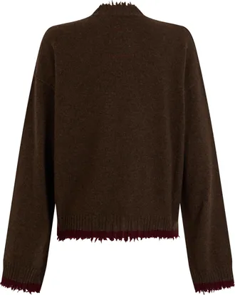 Uma Wang Distressed-Trim Cashmere Sweater - Brown