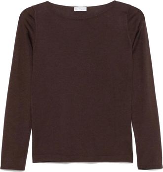 Brunello Cucinelli T-shirt in maglia fine - Marrone