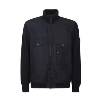 Stone Island Bomber Jackets, male, Blue, Size: L Chest Pocket Jacket