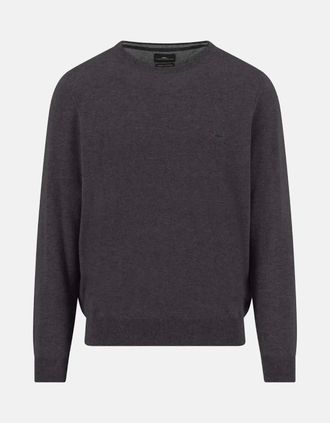 Fynch-Hatton Mens Merino Wool Cashmere Crewneck Knit Charcoal - Grey - Size: 38