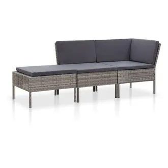 vidaXL Vidaxl - Set Divani Da Giardino 3 Pz Con Cuscini In Polyrattan Grigio