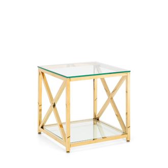 Julian Bowen Miami Lamp Table 55x55x55cm - Glass & Gold - Julian Bowen | TJ Hughes