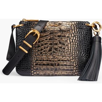 DKNY Glenwood Metallic Croco Crossbody at Nordstrom