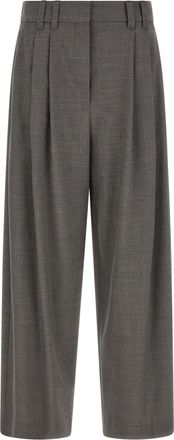 Brunello Cucinelli Gray Virgin Wool Cropped Womens Pants