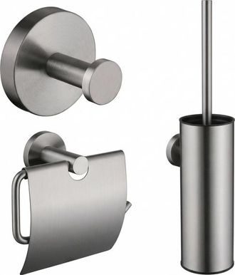Adema Rise Toiletset - toiletrolhouder - handdoekhaak - toiletborstelset - passend bij Grohe brushed hard graphite